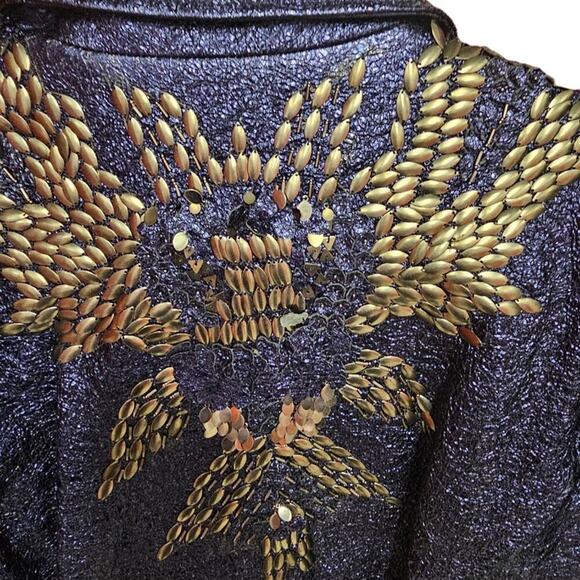 ELIE TAHARI WOMENS MAE LAMB LEATHER METALLIC Moto jacket size XL NEW $1798 MSRP - Picture 13 of 16